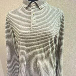 Michael Kors Gray Striped Polo Shirt